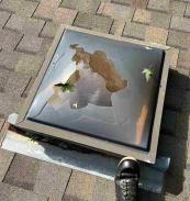 hail storm damage to roof and skylight in Blanchard, OK