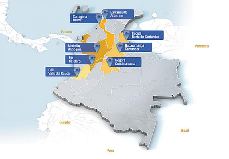Colombia Free Trade Zones map