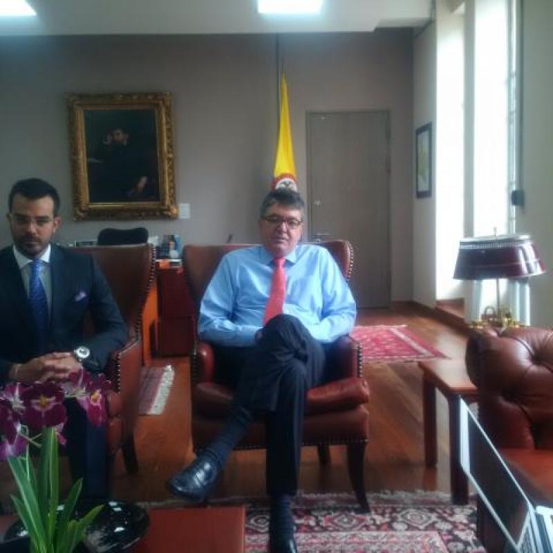 Mauricio Cardenas Santamaria, Minister of Finance and Public Credit (right) and representative of PROCOLOMBIA Juan Pablo Gaviria 