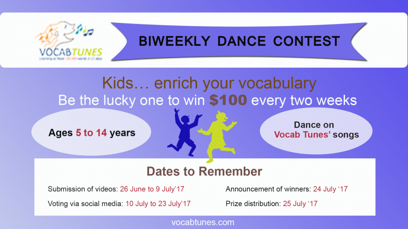 Dance Contest 2017 Vocab Tunes Online Biweekly Dance Contest for Kids