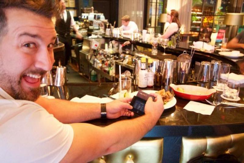 Joey Fatone with NXTD's Wocket smart wallet