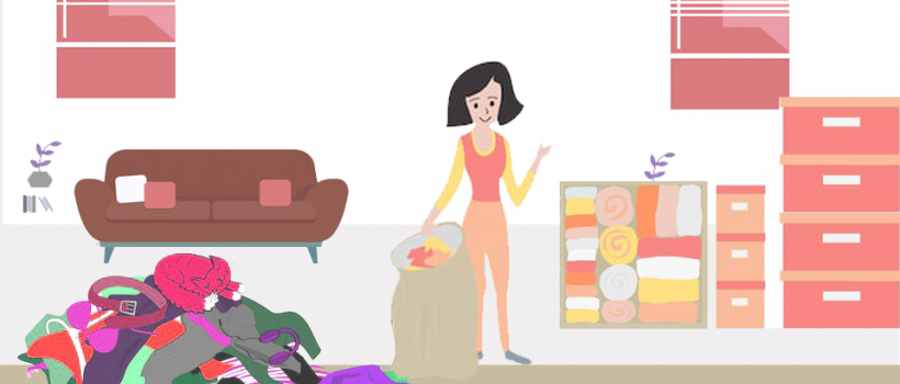 Women is decluttering things