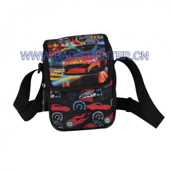 Street race car collection shoulder bag. Use two kinds of Jacquard combination, the car is Glitter PVC embossed. Casual, lightweight, leather piping.