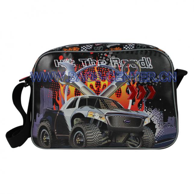 Rocking car collection shoulder bag. This shoulder bag is very suitable for outside activity, make car in leather emboss presents the cool feeling.