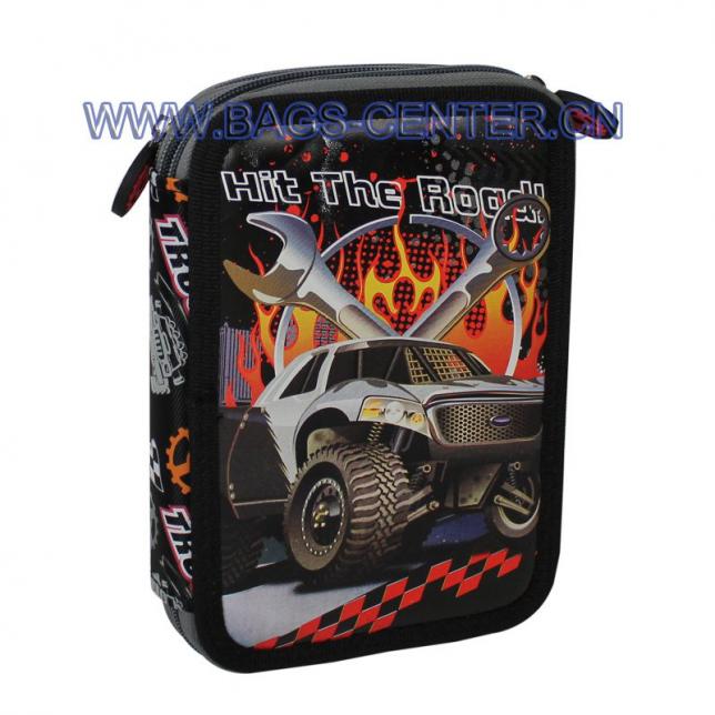 Rocking car collection pencil case. This pencil case is very suitable for kids who love drawing, wide-set compartments, big capacity.
