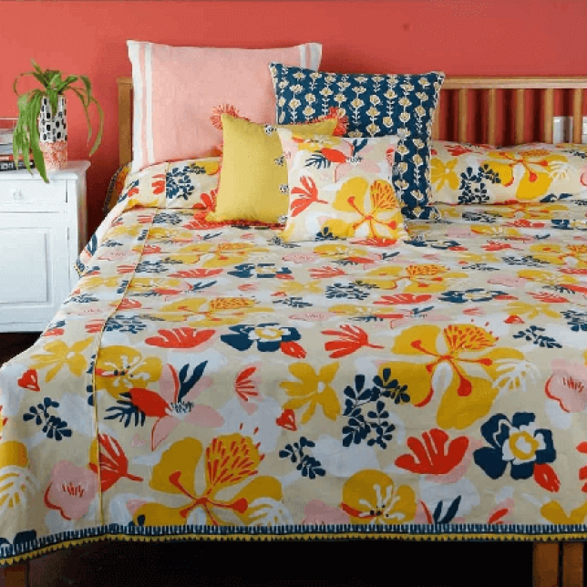 Mohur Yellow Bed Cover Designer Mohur Yellow Bed Cover