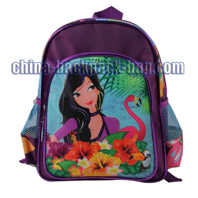 Summer party collection backpack. Two compartments backpack for little kids, zipper closure, leather piping, adjustable strap.